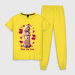 Пижама хлопковая женская Подари мне любовь, цвет: желтый