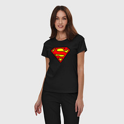 Пижама хлопковая женская Superman logo, цвет: черный — фото 2