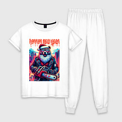 Пижама хлопковая женская Horror new year - ai art fantasy, цвет: белый