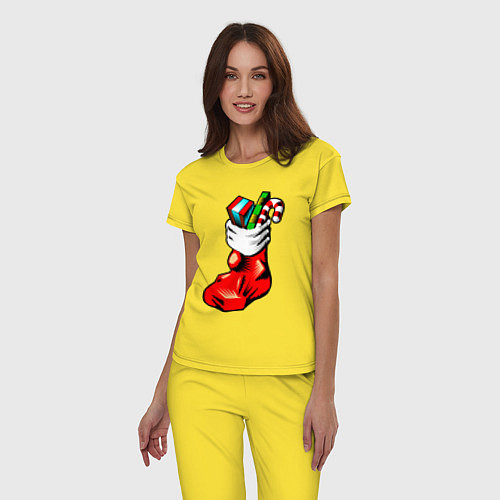 Женская пижама Рождественский чулок / Желтый – фото 3