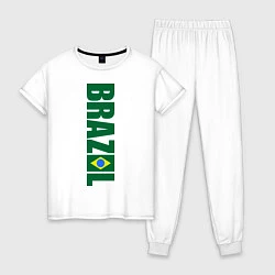 Пижама хлопковая женская Brazil Football, цвет: белый