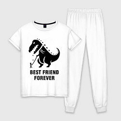 Пижама хлопковая женская Godzilla best friend, цвет: белый
