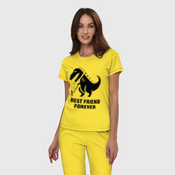 Пижама хлопковая женская Godzilla best friend, цвет: желтый — фото 2