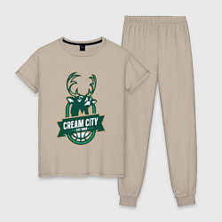 Женская пижама Milwaukee Bucks cream city