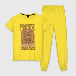 Пижама хлопковая женская Pawsitive vibes, цвет: желтый