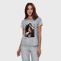 Пижама хлопковая женская Клинок, рассекающий демонов Кокушибо, цвет: меланж — фото 2