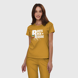 Пижама хлопковая женская Roots reggae, цвет: горчичный — фото 2