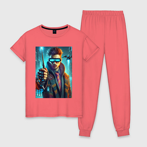 Женская пижама Повзрослевший Гарри Поттер - нейроарт / Коралловый – фото 1