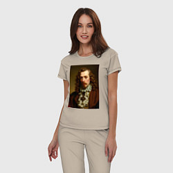 Пижама хлопковая женская Старинный портрет, цвет: миндальный — фото 2