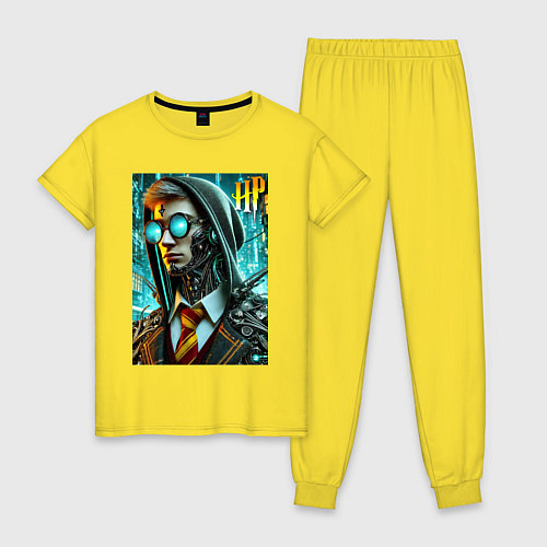 Женская пижама Cyber Harry Potter - ai art fantasy / Желтый – фото 1
