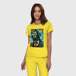 Пижама хлопковая женская Cyber Harry Potter - ai art fantasy, цвет: желтый — фото 2