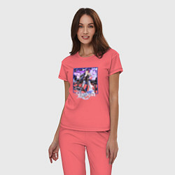 Пижама хлопковая женская Сервал, цвет: коралловый — фото 2