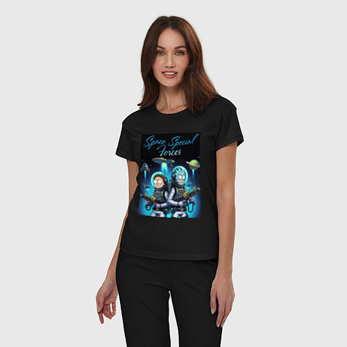 Женская пижама Rick and Morty - space special forces / Черный – фото 3