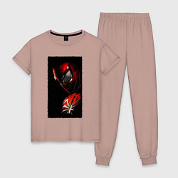 Пижама хлопковая женская Человек паук паркер, цвет: пыльно-розовый