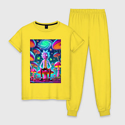 Женская пижама Рик среди неоновых грибов - нейроарт фантазия