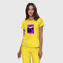 Пижама хлопковая женская Neon racer, цвет: желтый — фото 2