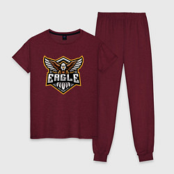 Пижама хлопковая женская Eagle team, цвет: меланж-бордовый