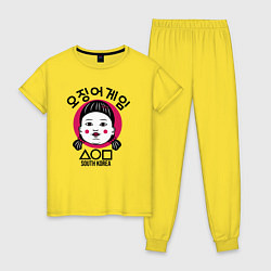 Пижама хлопковая женская South Korea girl, цвет: желтый
