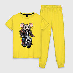 Пижама хлопковая женская Biker mice, цвет: желтый