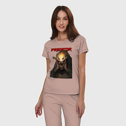 Пижама хлопковая женская Predator scream, цвет: пыльно-розовый — фото 2
