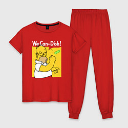 Пижама хлопковая женская Homer can doh, цвет: красный