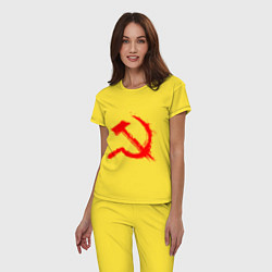 Пижама хлопковая женская Sickle and hammer red paint, цвет: желтый — фото 2