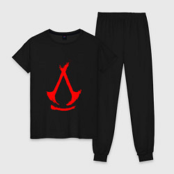 Пижама хлопковая женская Assassins creed - shadows logotype, цвет: черный