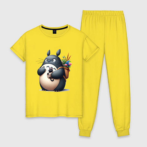 Женская пижама Totoro and black cat - anime / Желтый – фото 1