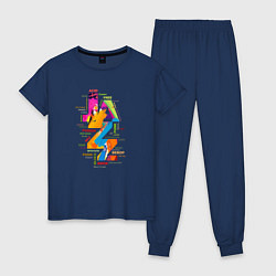 Пижама хлопковая женская Jazz styles in abstract color, цвет: тёмно-синий