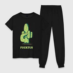 Пижама хлопковая женская Cactus - fucktus, цвет: черный