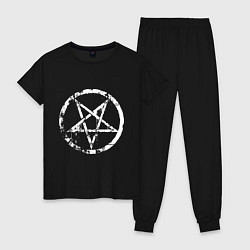 Пижама хлопковая женская Star pentagram, цвет: черный
