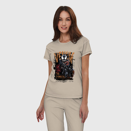 Женская пижама Веном черный симбиот / Миндальный – фото 3