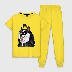 Пижама хлопковая женская NFT Doge - Kiss, цвет: желтый