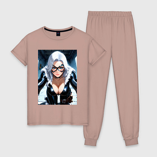 Женская пижама Черная кошка Фелиция Харди / Пыльно-розовый – фото 1