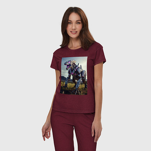 Женская пижама Робот в стиле Horizon / Меланж-бордовый – фото 3