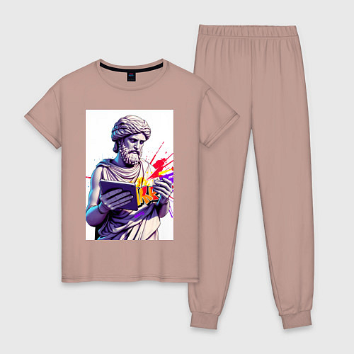 Женская пижама Античная статуя и граффити / Пыльно-розовый – фото 1