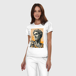 Пижама хлопковая женская Арт с античным портретом, цвет: белый — фото 2