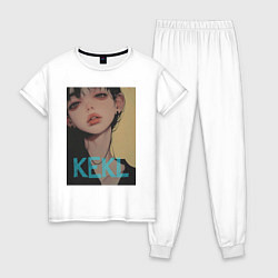 Пижама хлопковая женская Mood girl kekl, цвет: белый