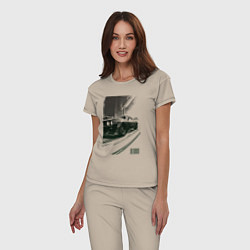 Пижама хлопковая женская Гоночный спорткар, цвет: миндальный — фото 2