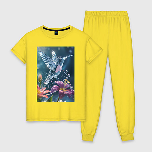 Женская пижама Колибри у цветка / Желтый – фото 1