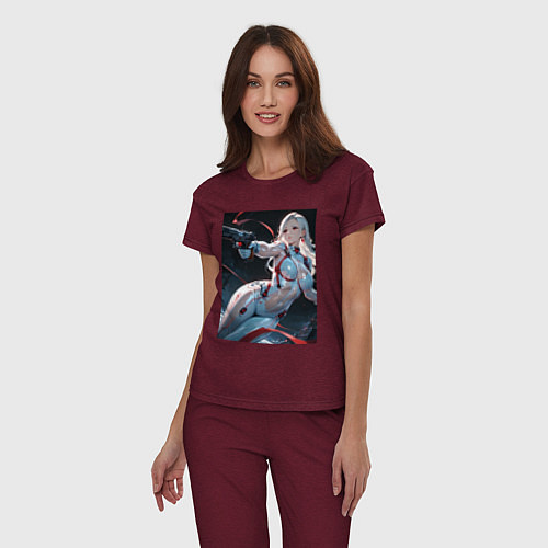 Женская пижама Девушка-наемница / Меланж-бордовый – фото 3