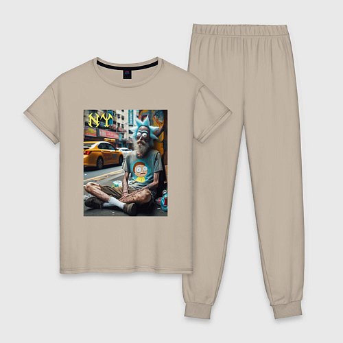 Женская пижама Rick Sanchez is a hippie from New York / Миндальный – фото 1