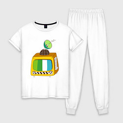 Пижама хлопковая женская Спутниковое тв, цвет: белый