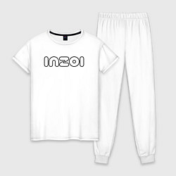 Пижама хлопковая женская Inzoi белый логотип, цвет: белый