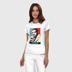 Пижама хлопковая женская Drake obey, цвет: белый — фото 2