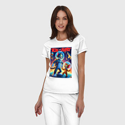 Пижама хлопковая женская Том и Джерри - неоновый космос, цвет: белый — фото 2