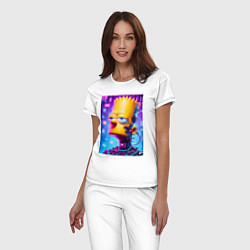 Пижама хлопковая женская Cyborg Bart Simpson - ai art fantasy, цвет: белый — фото 2