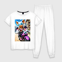 Пижама хлопковая женская Руж из Somic едет на мотоцикле, цвет: белый
