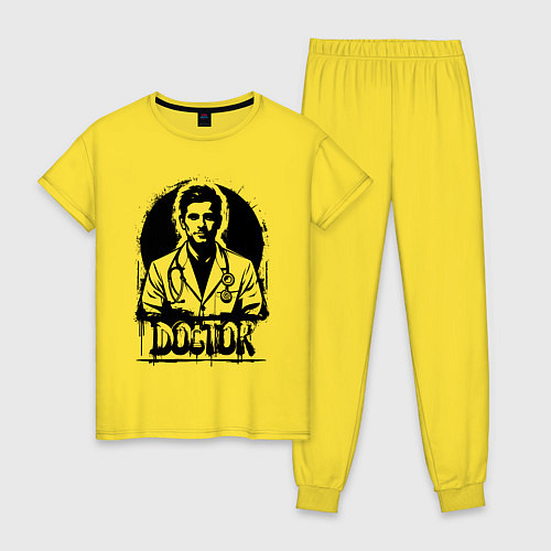 Женская пижама Доктор в белом халате / Желтый – фото 1