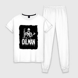 Пижама хлопковая женская Нефтяник с буровой установкой, цвет: белый